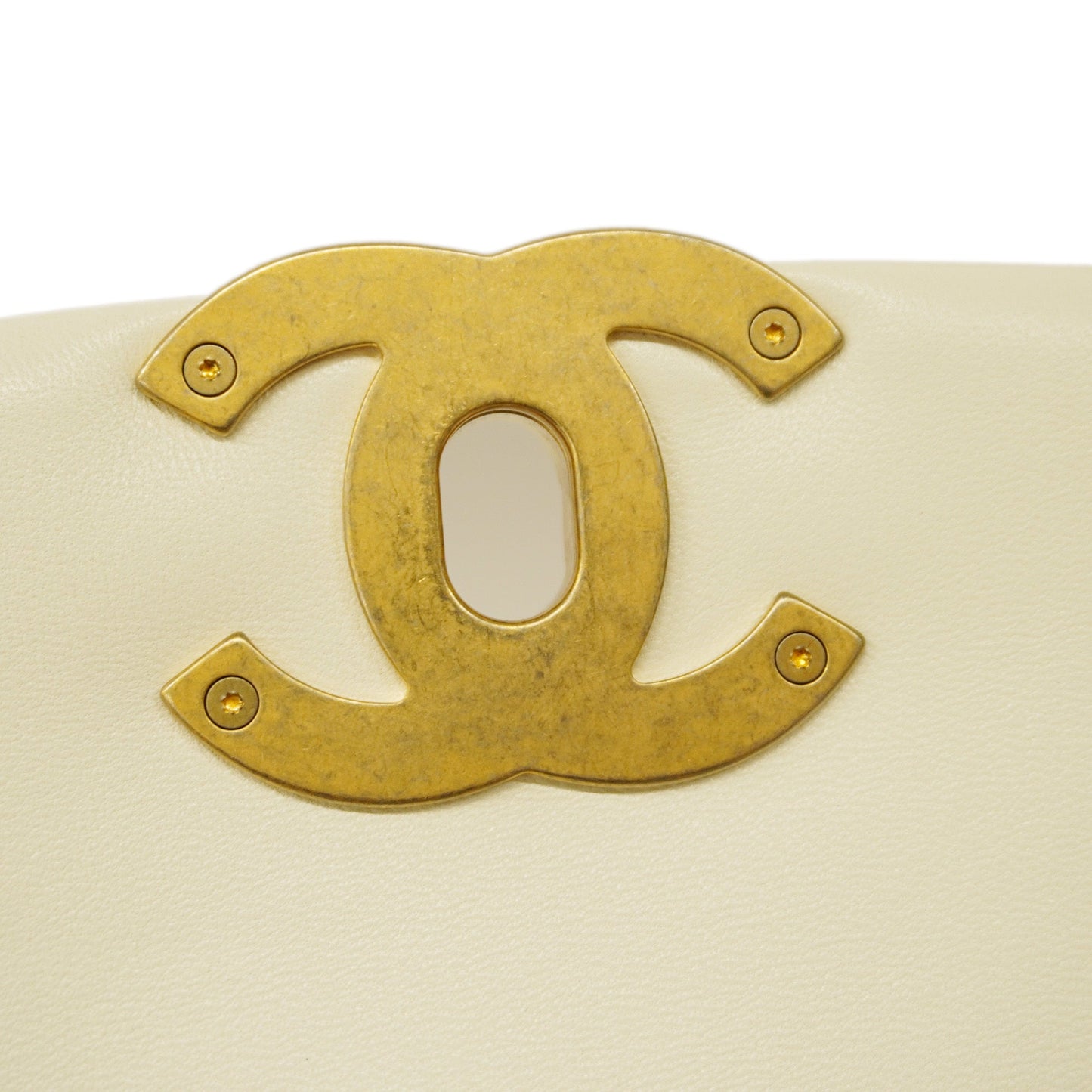 CHANEL  1.9 Chain Shoulder Women's Leather Shoulder Bag White