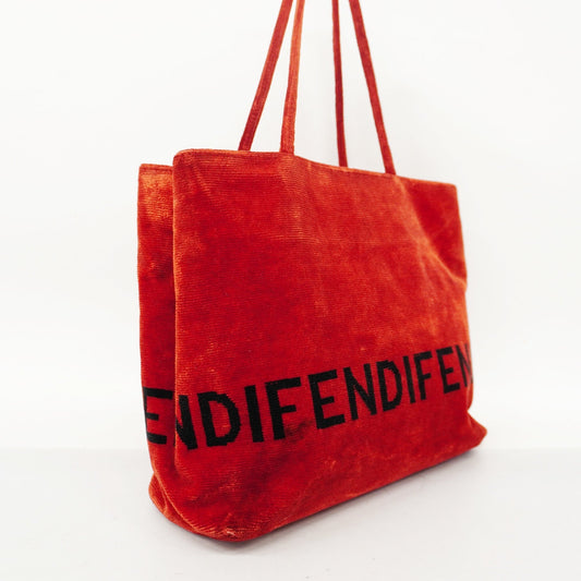 FENDI  Logo Velor Women's Tote Bag Red Color