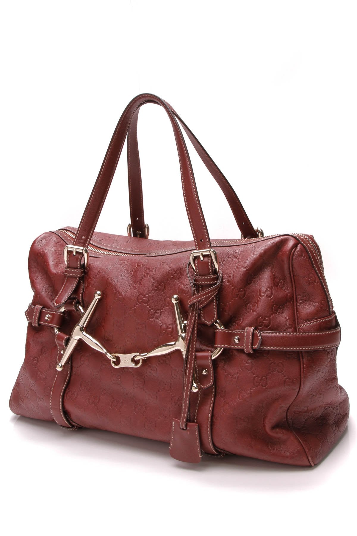 85th Anniversary Large Boston Bag - Rusty Red Guccissima