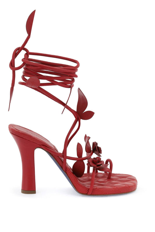 Burberry Ivy Flora Leather Sandals With Heel. Women