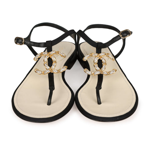 Chanel Jeweled CC Thong Sandals 37 EU