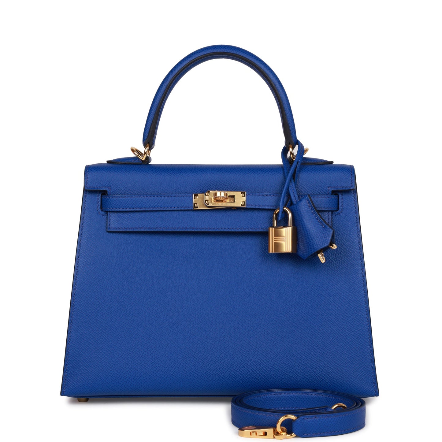 Hermes Kelly Sellier 25 Bleu Royal Epsom Gold Hardware