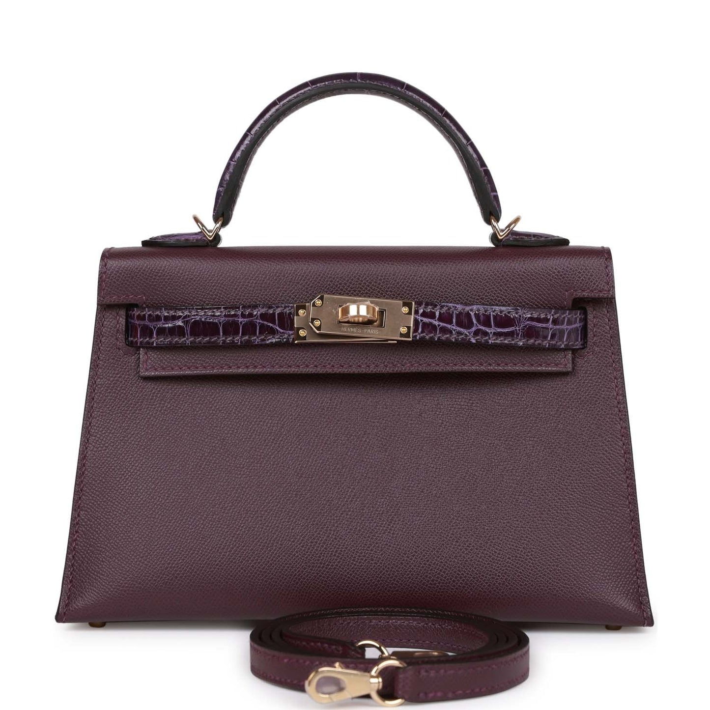 Hermes Kelly 20 Cassis and Amethyst Madame and Shiny Alligator Touch Permabrass Hardware