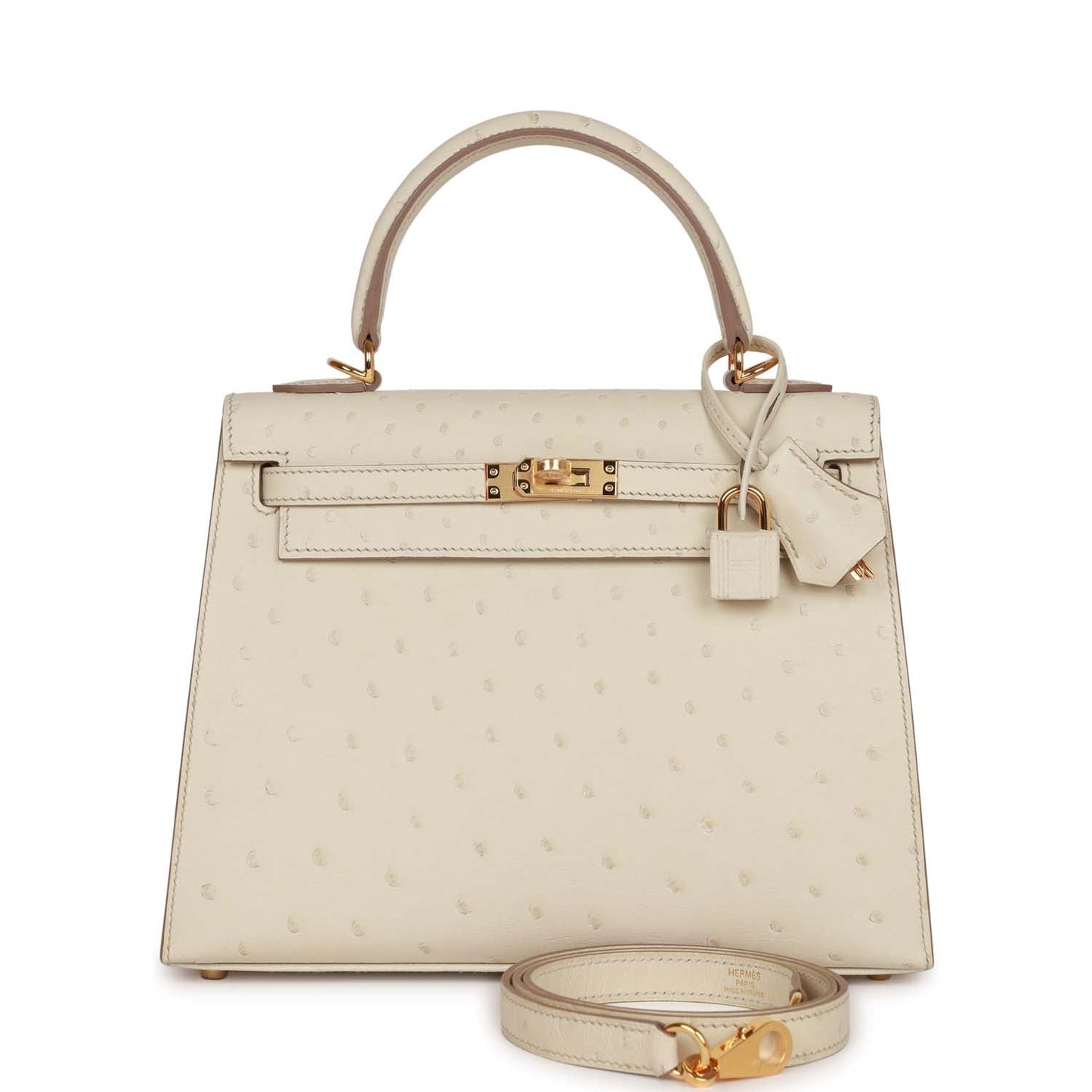 Hermes Kelly Sellier 25 Beton Ostrich Gold Hardware