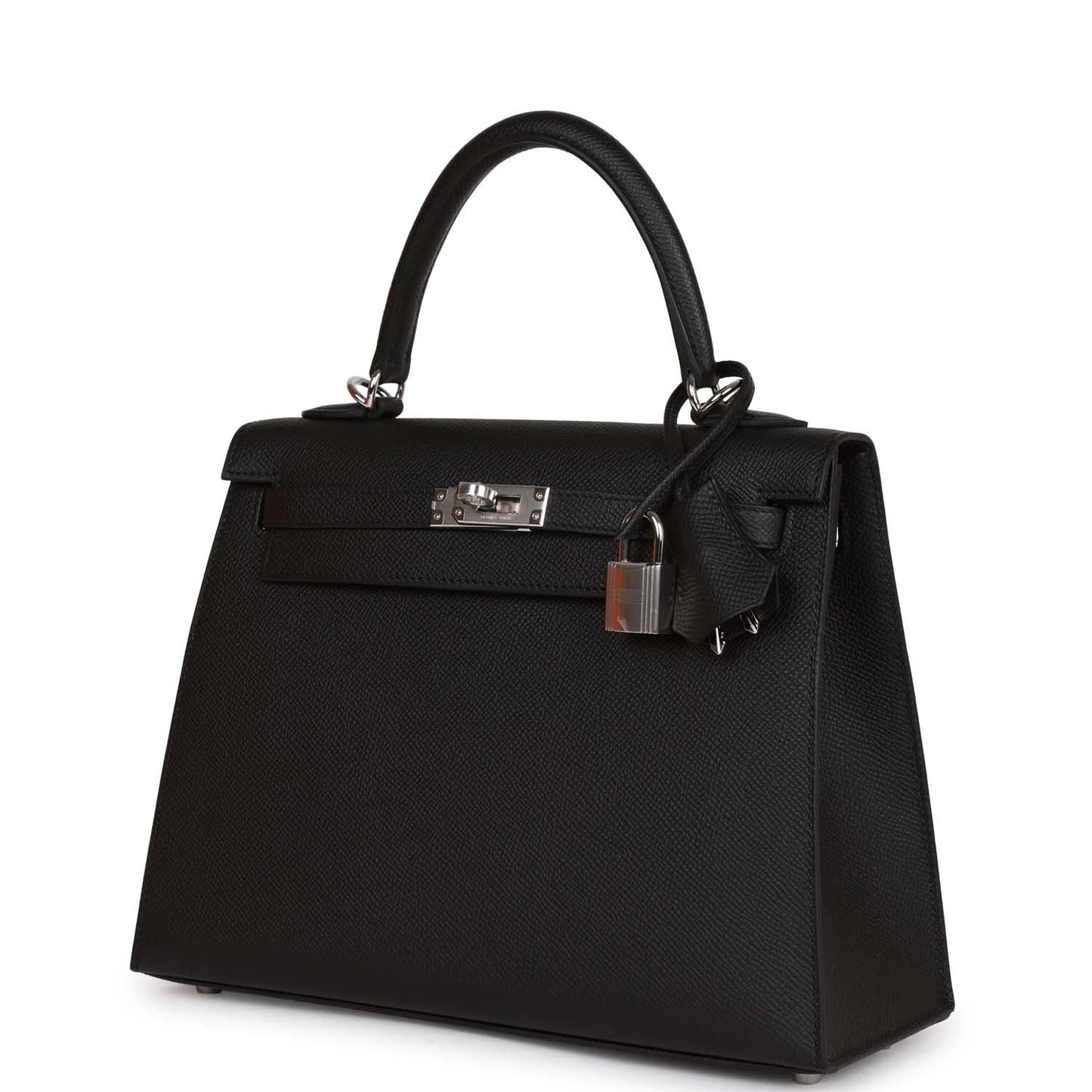 Hermes Kelly Sellier 25 Black Epsom Palladium Hardware