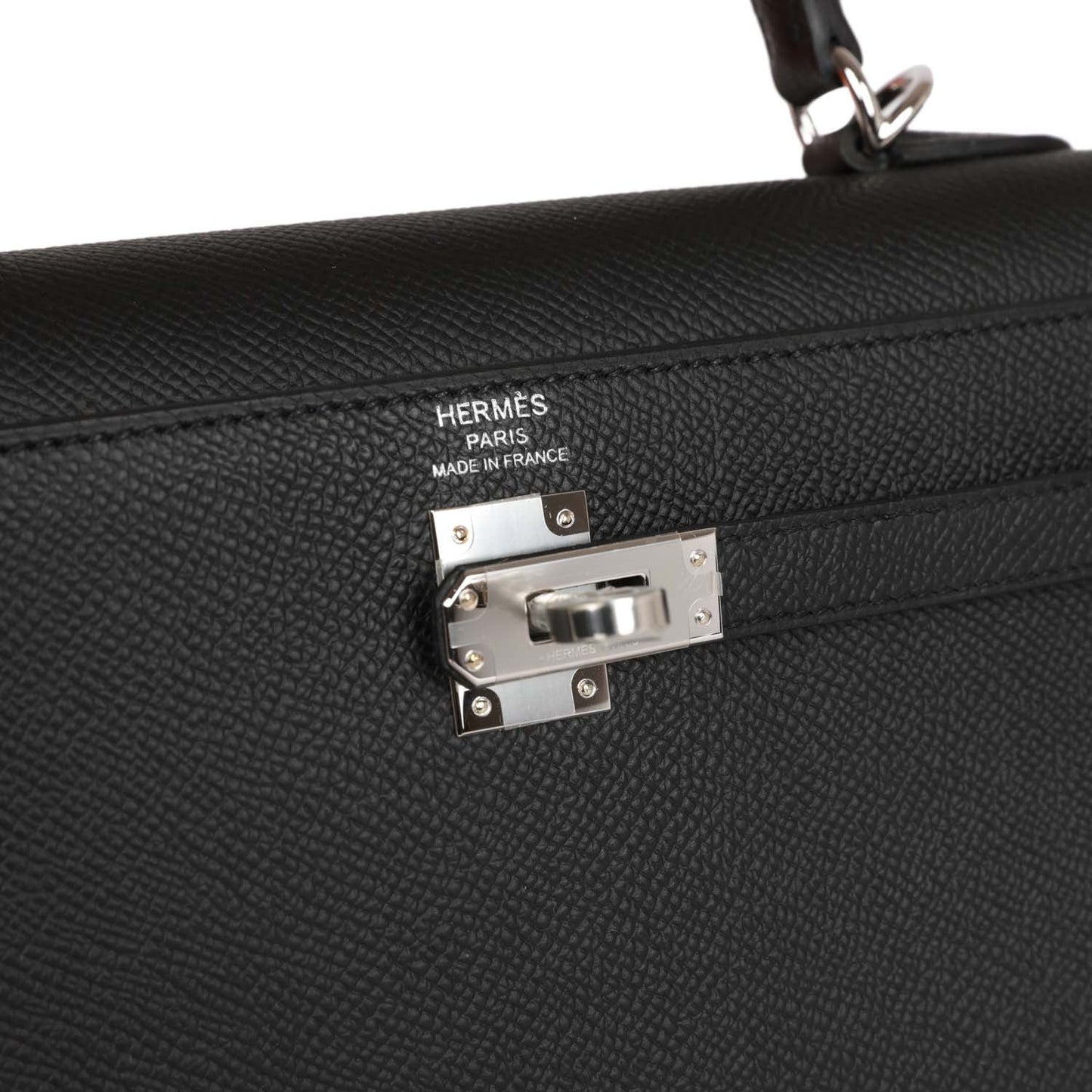 Hermes Kelly Sellier 25 Black Epsom Palladium Hardware