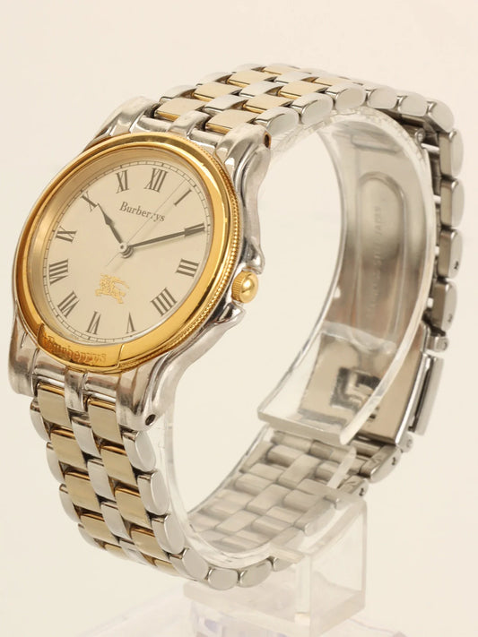 BURBERRY Round Logo Face Watch Silver/Gold